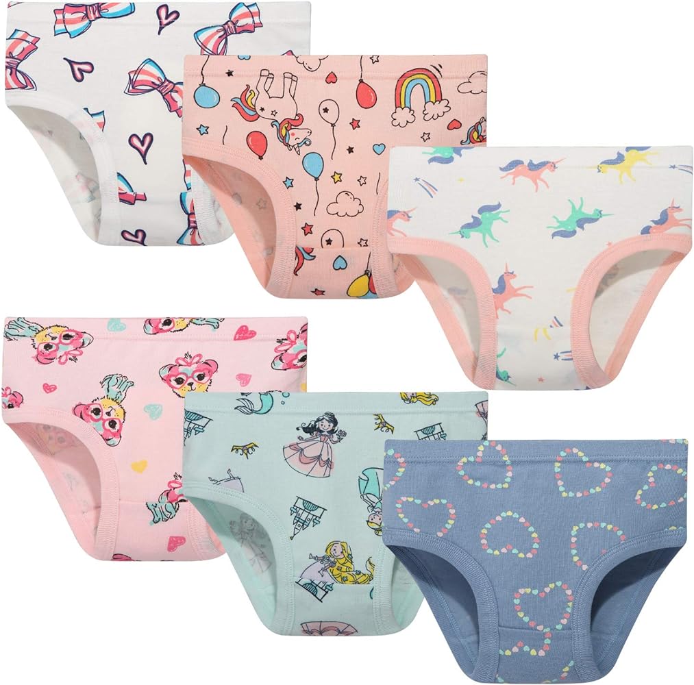 NEIYISHE Girls' Cotton Brief Breathable Toddler Panties Kids Assorted Underwears 6-8 pieces