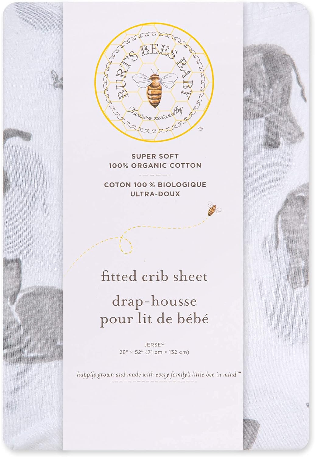 Burt's Bees Baby - Fitted Crib Sheet, Boys & Unisex 100% Organic Cotton Crib Sheet for Standard Crib and Toddler Mattresses (Hello Moon!) 28x52 Inch (Pack of 1)