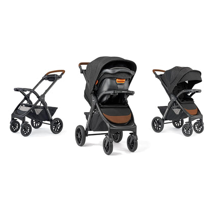 Chicco Bravo 3-in-1 Trio Travel System, Quick-Fold Stroller with KeyFit 30 Infant Car Seat and base | Camden/Black