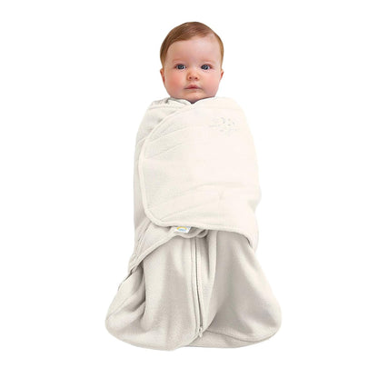 HALO Sleepsack Swaddle, 3-Way Adjustable Wearable Blanket, TOG 3.0, Velboa Plush Dots, Cream, Newborn, 0-3 Months