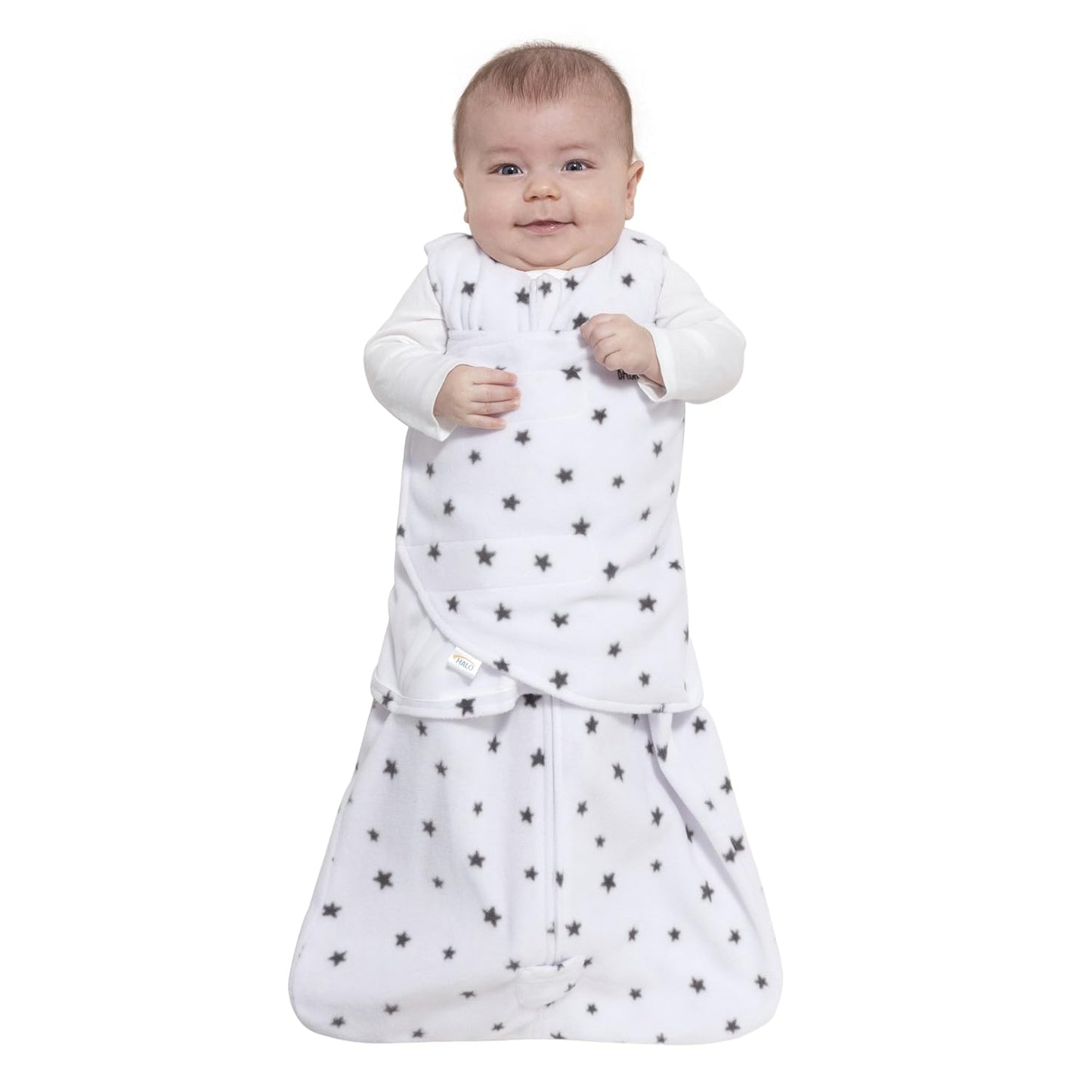 HALO Sleepsack Swaddle, 3-Way Adjustable Wearable Blanket, TOG 3.0, Velboa Plush Dots, Cream, Newborn, 0-3 Months