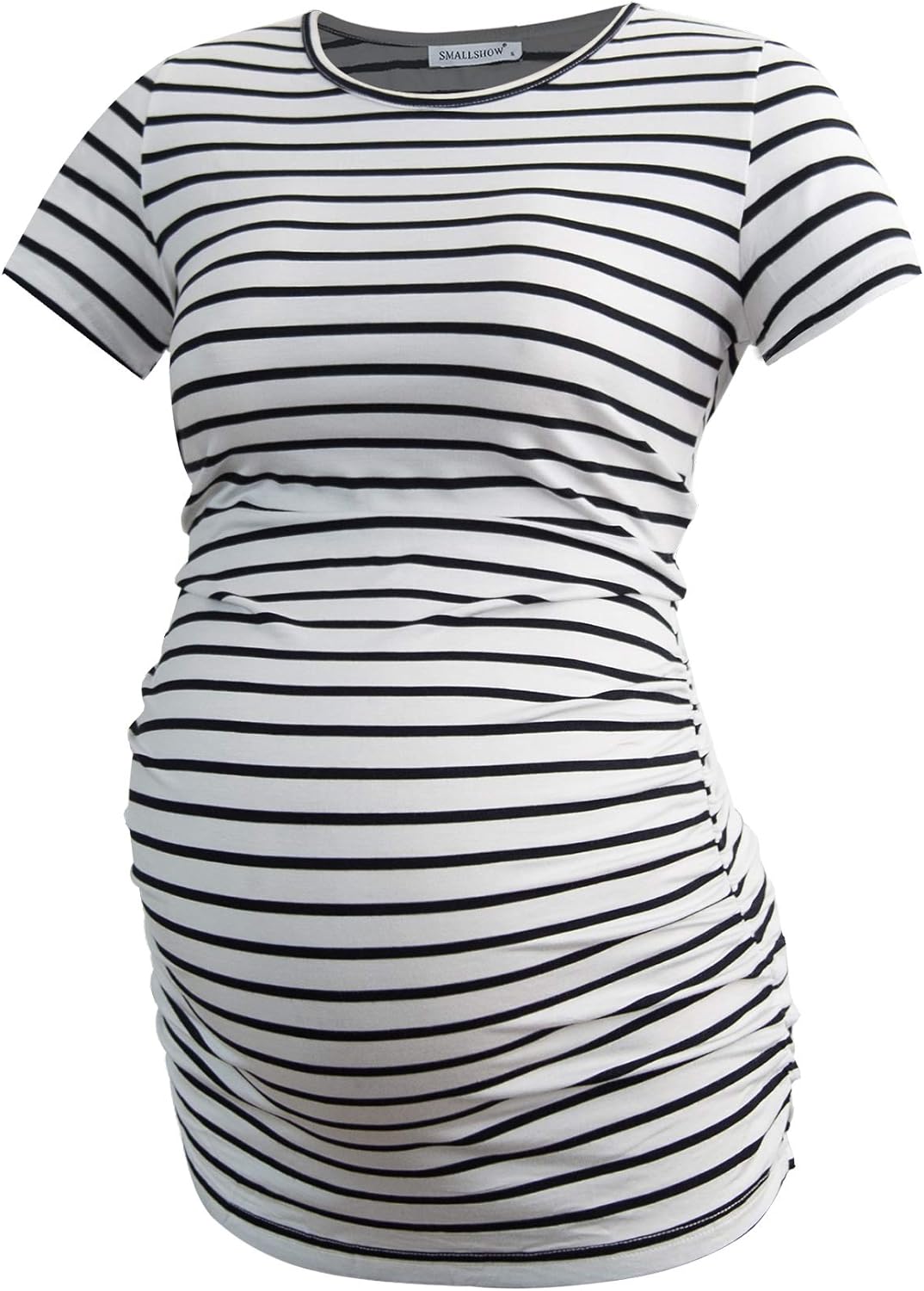 Smallshow Women's Maternity Tops Side Ruched Tunic T-Shirt Pregnancy Clothes