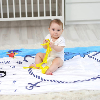 KEMINA BLANKETS Baby Monthly Milestone Blanket Boy - Milestone Blanket for Baby Boy Includes Felt Frame and Personalized Board, Adventure Mountain Month Blanket Woodland Nursery, Baby Shower 50x40