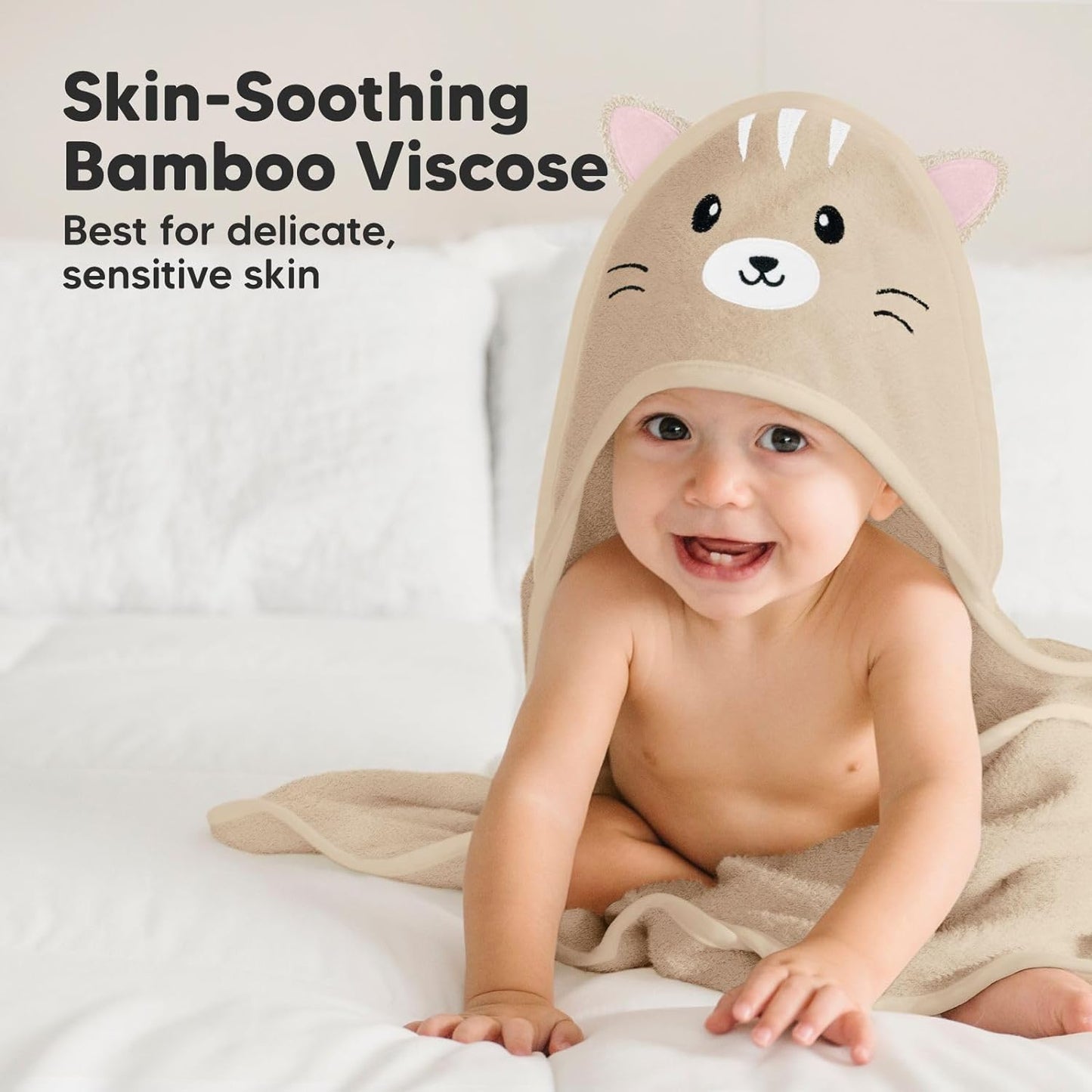 KeaBabies Baby Hooded Towel - Viscose from Bamboo Baby Towel Organic Bamboo Towel, Infant Towel, Large Hooded Towel, Baby Bath Towel with Hood for Girls,Babies,Newborn Boys,Toddler(Serenity)