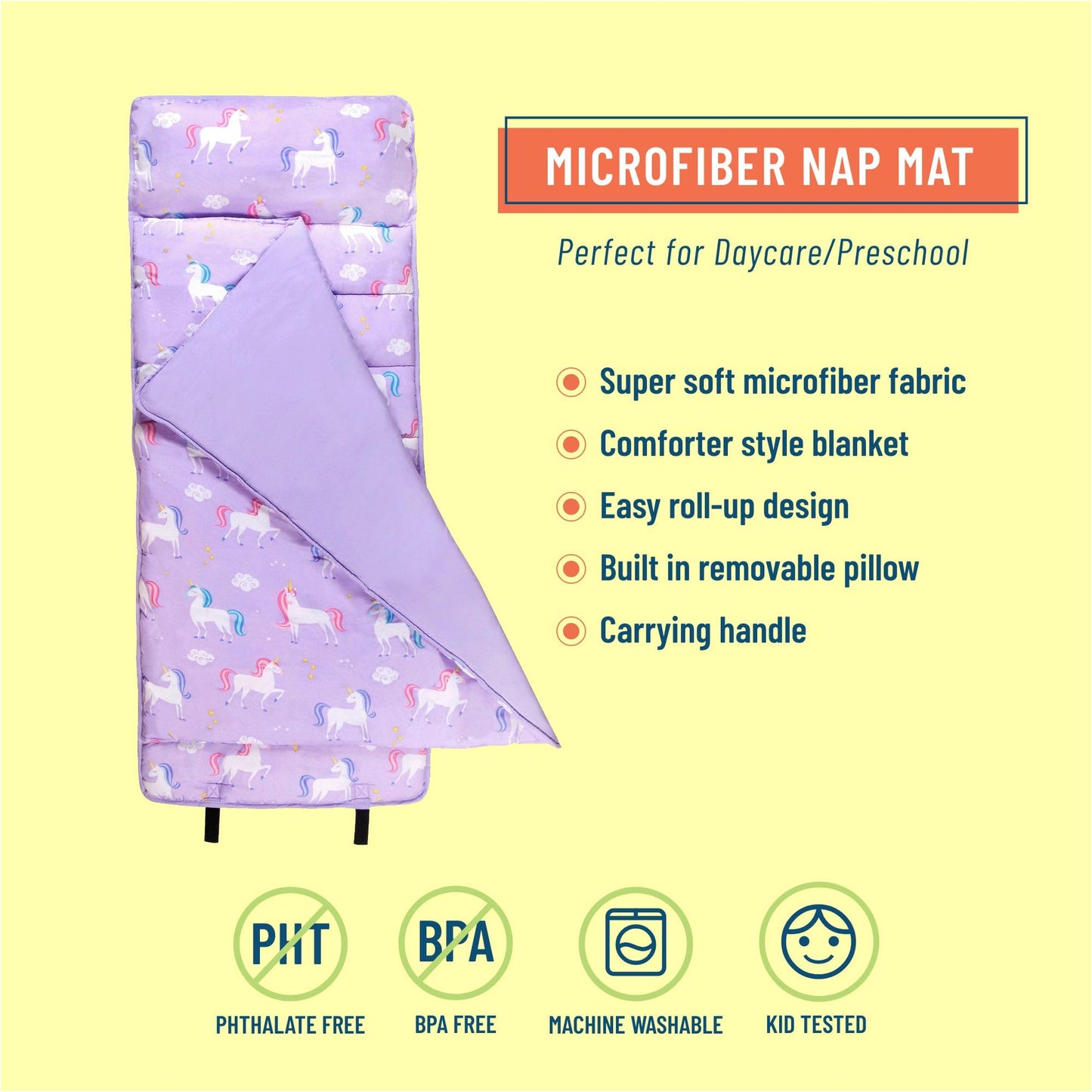 Wildkin Microfiber Nap Mat with Pillow for Toddler Boys and Girls, Measures 50 x 20 x 1.5 Inches, Ideal for Daycare and Preschool, Mom's Choice Award Winner (Jurassic Dinosaurs)