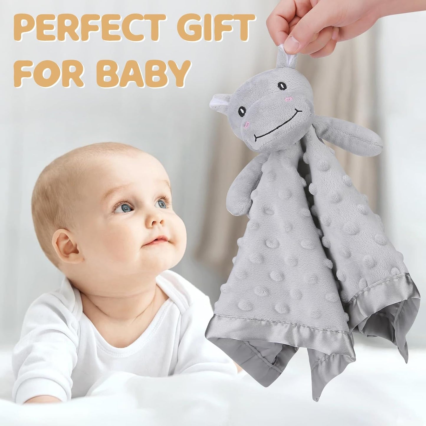 Pro Goleem Loveys for Babies - Soft Security Blanket Baby Snuggle Toy Newborn Stuffed Animals Baby Gifts for Boys and Girls, Grey Bunny 16 Inch