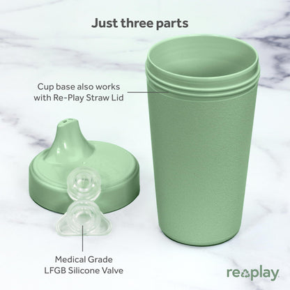 Re Play Made in USA 10 Oz. Sippy Cups for Toddlers (4-pack) Spill Proof Sippy Cup for 1+ Year Old - Dishwasher/Microwave Safe - Hard Spout Kids Cups with Lid 3.13" x 6.25" (Modern Mint)