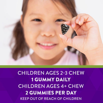 Nature's Way Sambucus Elderberry Immune Gummies for Kids, Immune Support Gummies*, with Black Elderberry Extract, Vitamin C and Zinc, 60 Gummies (Packaging May Vary)