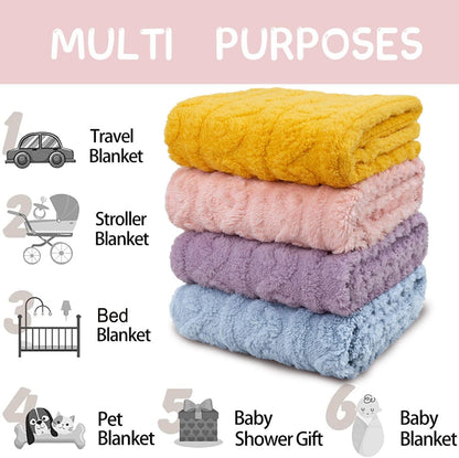 HOMRITAR Baby Blanket for Boys or Girls 3D Fluffy Fuzzy Blanket for Baby, Soft Warm Cozy Flannel Fleece Warm Blanket, Infant or Newborn Receiving Blanket (30x40inch, Cream)