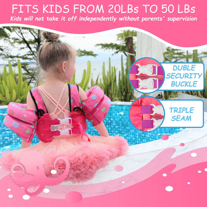 Chriffer Kids Swim Vest Life Jacket for 22-66 Pounds Boys and Girls, Toddler Floaties with Shoulder Harness Arm Wings for 2 3 4 5 6 7 Years Old Baby Children Sea Beach Pool