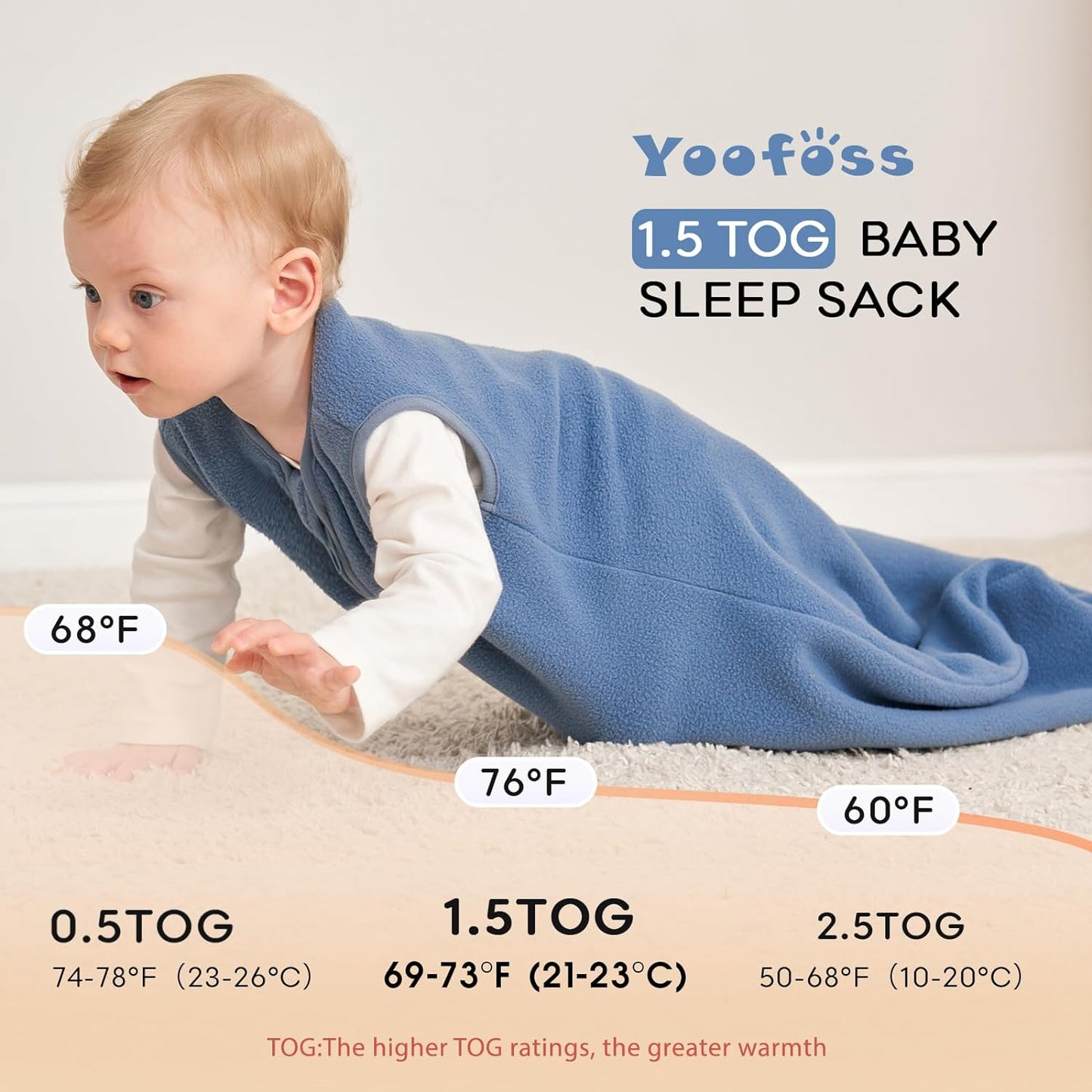 Yoofoss Baby Sleep Sack 0-6 Months Wearable Blanket for Babies 100% Cotton 2-Way Zipper TOG 0.5 Toddler Sleeping Sack 3 Pack, Comfy Lightweight Sleep Sacks