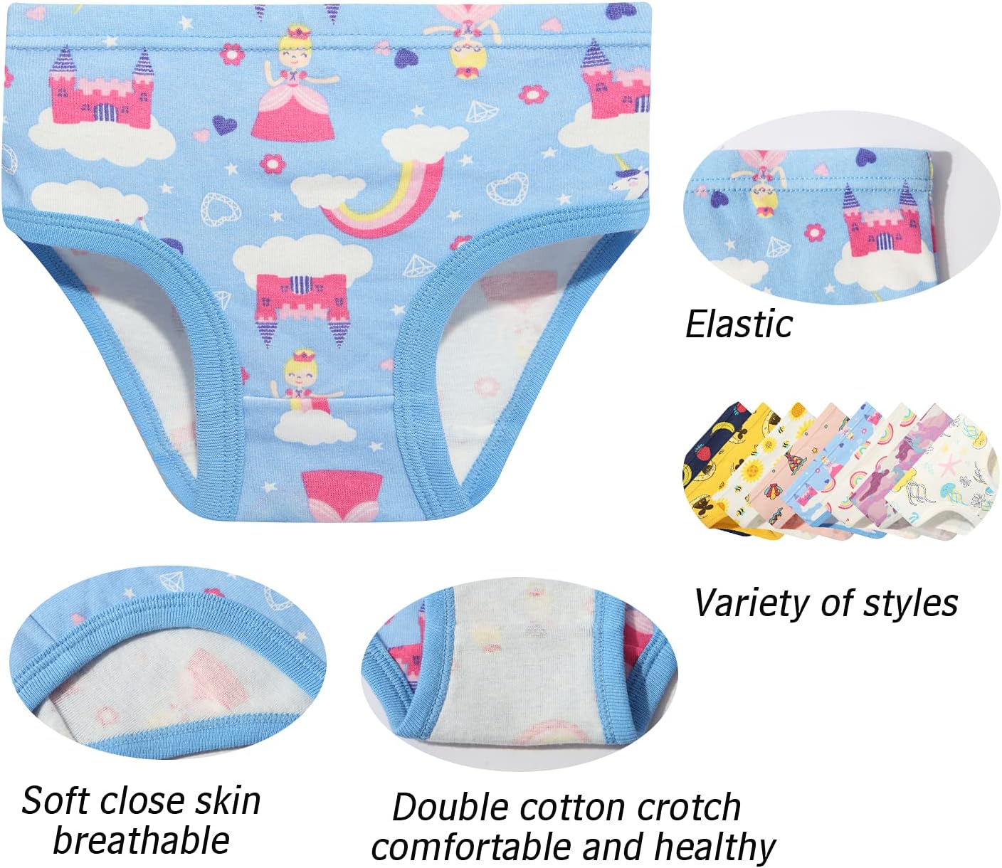 NEIYISHE Girls' Cotton Brief Breathable Toddler Panties Kids Assorted Underwears 6-8 pieces