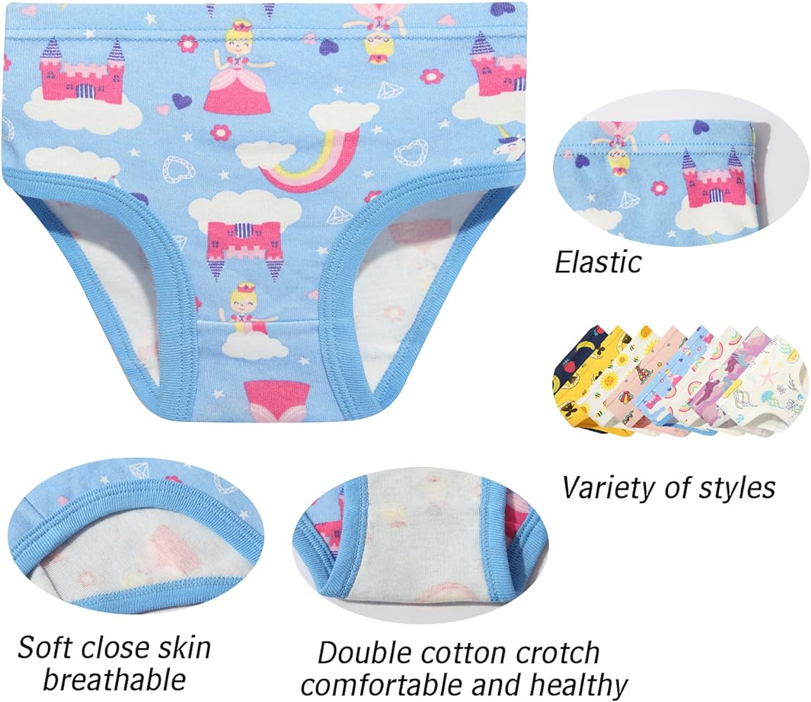 NEIYISHE Girls' Cotton Brief Breathable Toddler Panties Kids Assorted Underwears 6-8 pieces