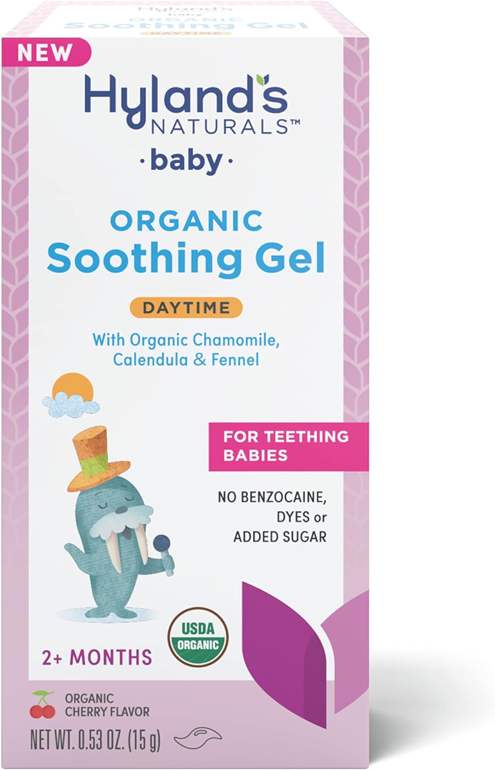 Hyland's Naturals Baby - Organic Daytime Soothing Gel, with Chamomile, Calendula, & Fennel, Easy-to-Apply, Ages 2 Months & Up, 0.53 Ounce