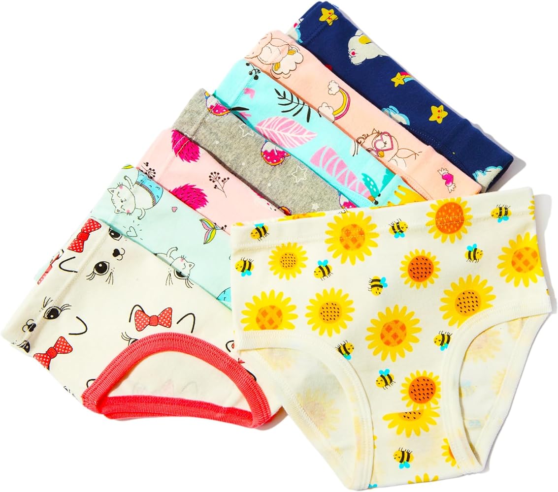 NEIYISHE Girls' Cotton Brief Breathable Toddler Panties Kids Assorted Underwears 6-8 pieces