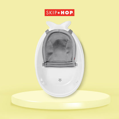 Skip Hop Baby Bath Tub, 3-Stage Smart Sling Tub, Moby, White