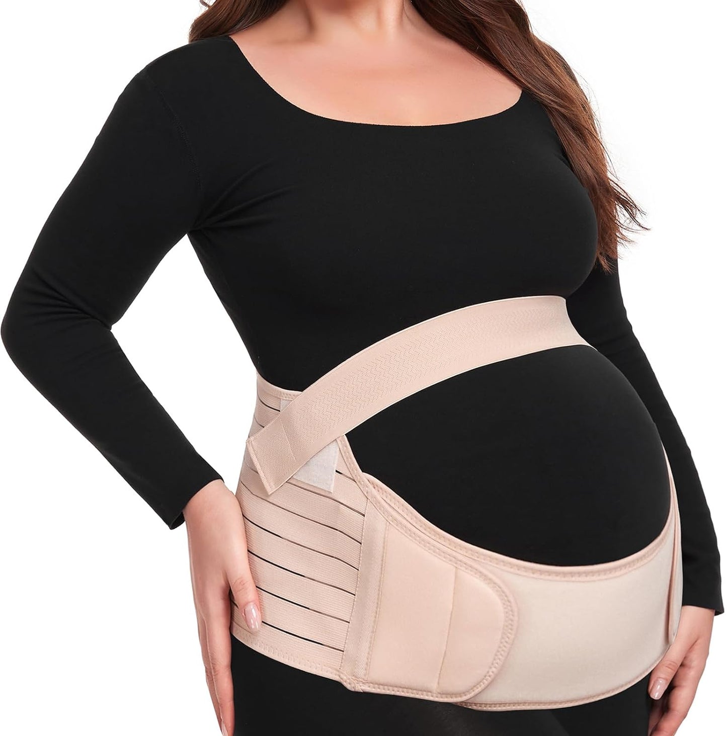 Pregnancy Belly Support Band Maternity Belt Back Support Belly Bands for Pregnant Women Lightweight Belly Band Back Brace Pregnancy Belly Support Pregnancy Must Haves for Pregnant Women,Black,Medium