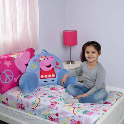 Peppa Pig I'm Just So Happy Toddler Nap-Mat - Includes Pillow and Fleece Blanket – Great for Girls or Boys Napping during Daycare or Preschool - Fits Toddlers