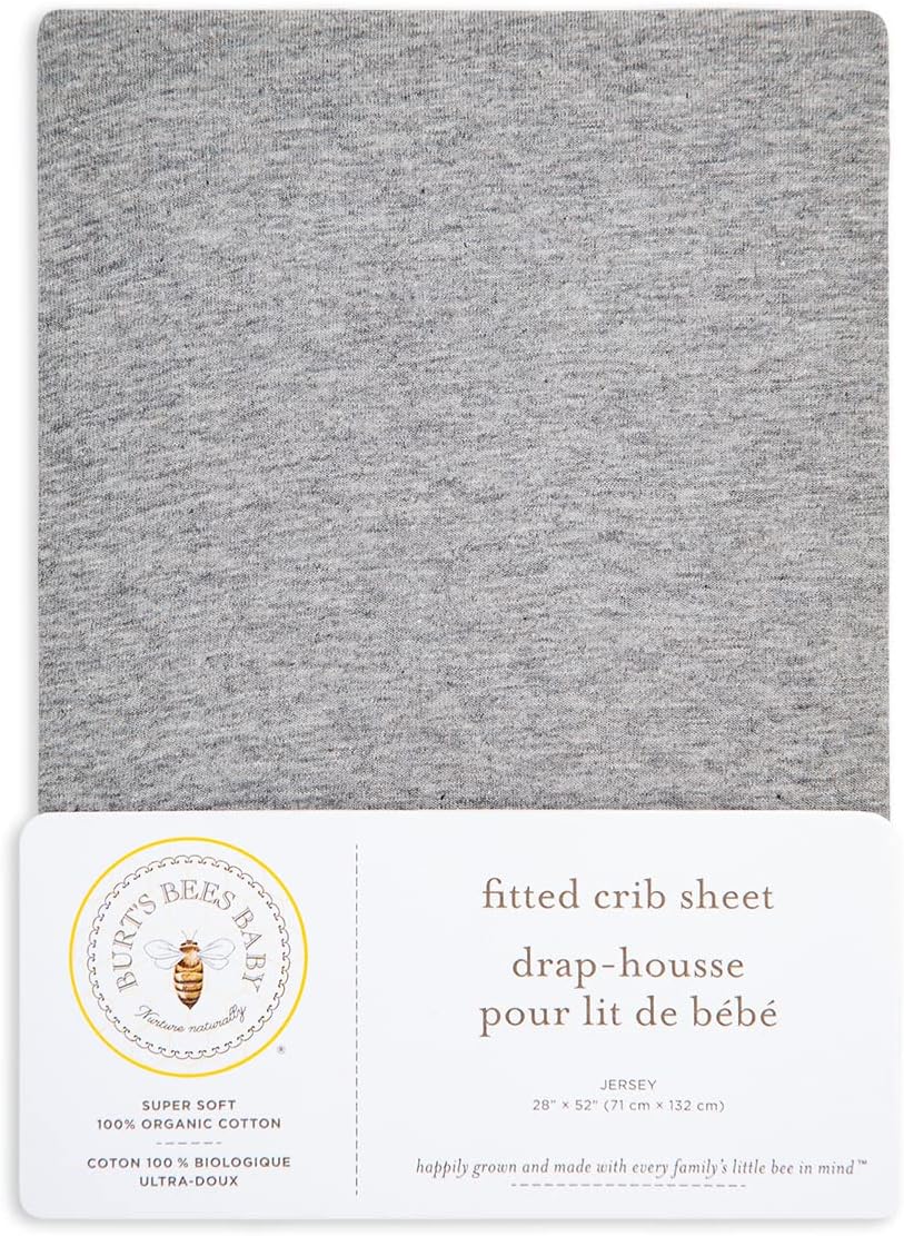 Burt's Bees Baby - Fitted Crib Sheet, Boys & Unisex 100% Organic Cotton Crib Sheet for Standard Crib and Toddler Mattresses (Hello Moon!) 28x52 Inch (Pack of 1)