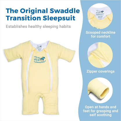 Baby Merlin's Magic Sleepsuit - 100% Cotton Baby Transition Swaddle - Baby Sleep Suit - Sage Green - 3-6 Months