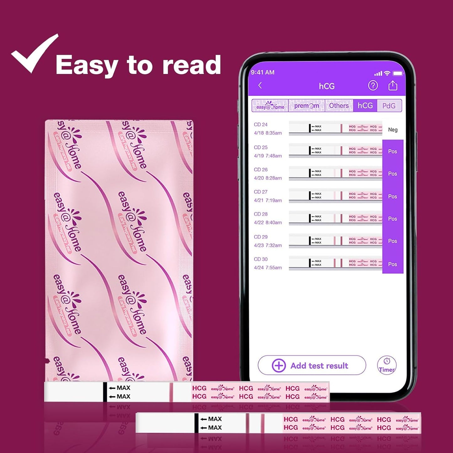 Ovulation Test Strips Powered by Premom Ovulation Predictor APP, FSA Eligible, 40 Ovulation Test and 10 Pregnancy Test Strips, 40LH +10HCG | Package May Vary