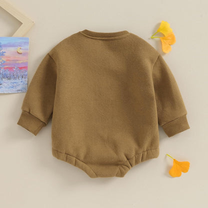 VISGOGO Baby Boy Girls Oversized Sweatshirt Romper Long Sleeve Little Dude Sweater Onesie Top Embroidery Clothes