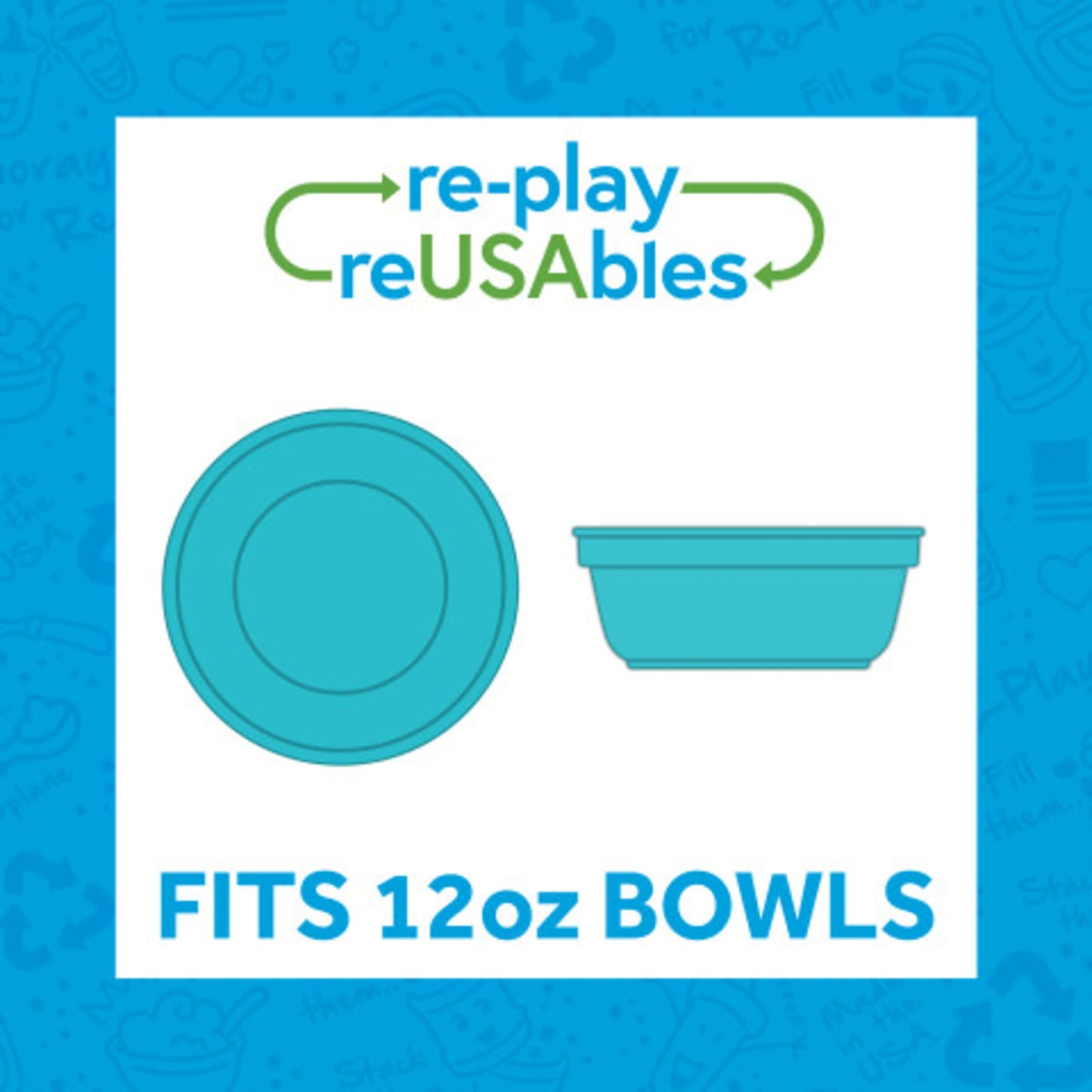 Re-Play Made in USA 12 Oz. Reusable Plastic Bowls, Pack of 4 Without Lid - Dishwasher and Microwave Safe Bowls for Snacks and Everyday Dining - Toddler Bowl Set 5.75" x 5.75" x 2", Modern Mint