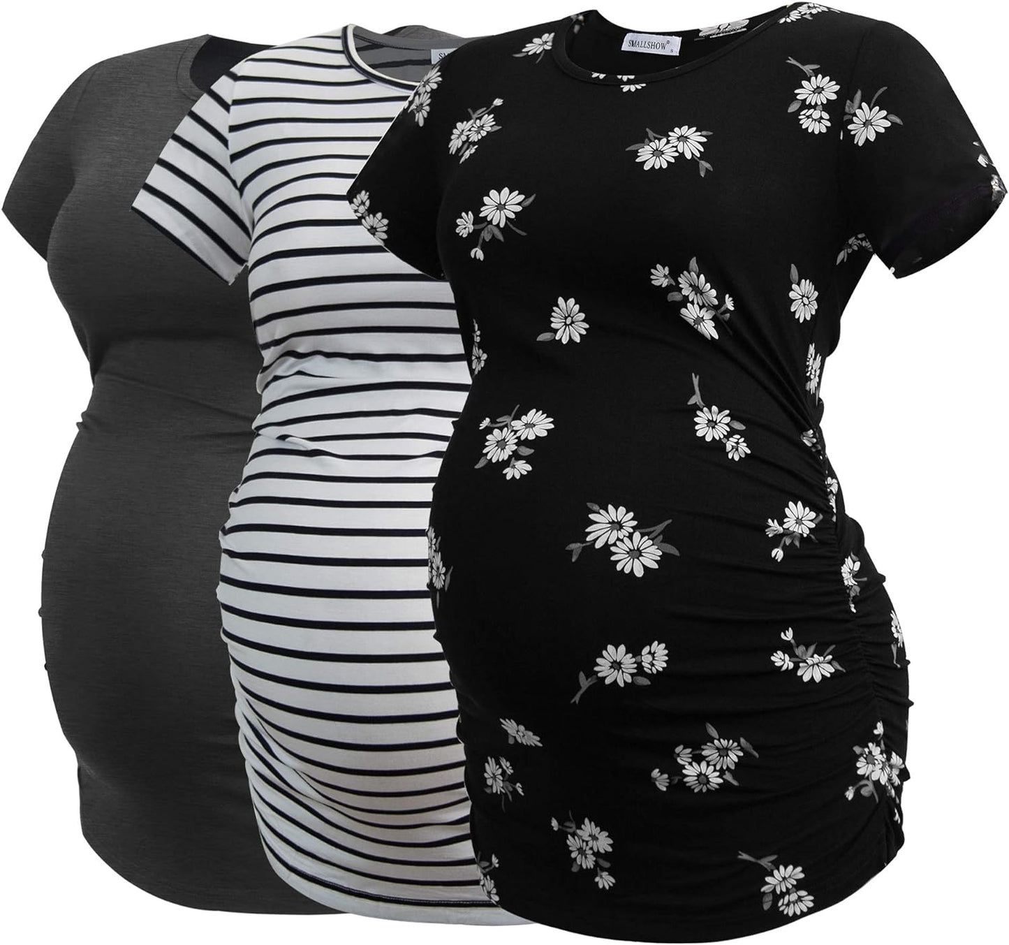 Smallshow Women's Maternity Tops Side Ruched Tunic T-Shirt Pregnancy Clothes