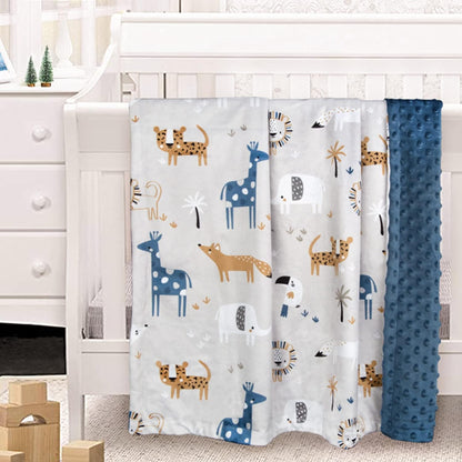 BORITAR Unisex Baby Blanket for Boys Girls Super Soft Minky with Double Layer Dotted Backing, Printed Snow Mountain Animals Nursery Bed Blankets for Stroller Crib Shower Gifts 30 x 40 Inch(75x100cm)