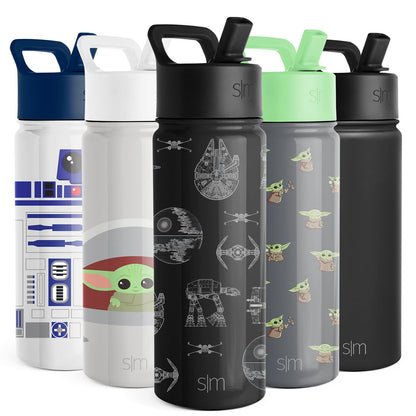 Simple Modern Star Wars Baby Yoda Grogu Water Bottle for Kids | Reusable Cup with Straw Lid Insulated Stainless SteelTumbler Gifts for Toddlers Boys | Summit Collection | 18oz R2D2