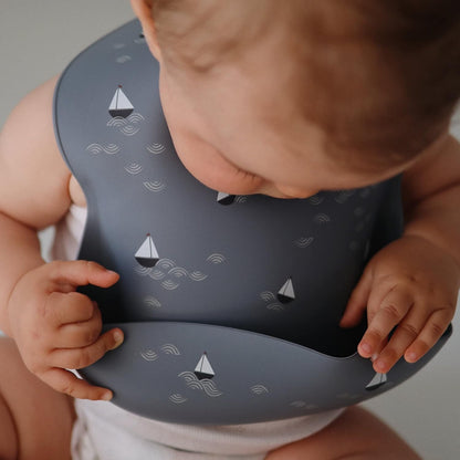 mushie Silicone Baby Bib | Adjustable Fit Waterproof Bibs (Dusty Rose)