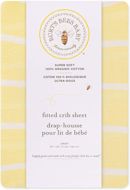 Burt's Bees Baby - Fitted Crib Sheet, Boys & Unisex 100% Organic Cotton Crib Sheet for Standard Crib and Toddler Mattresses (Hello Moon!) 28x52 Inch (Pack of 1)