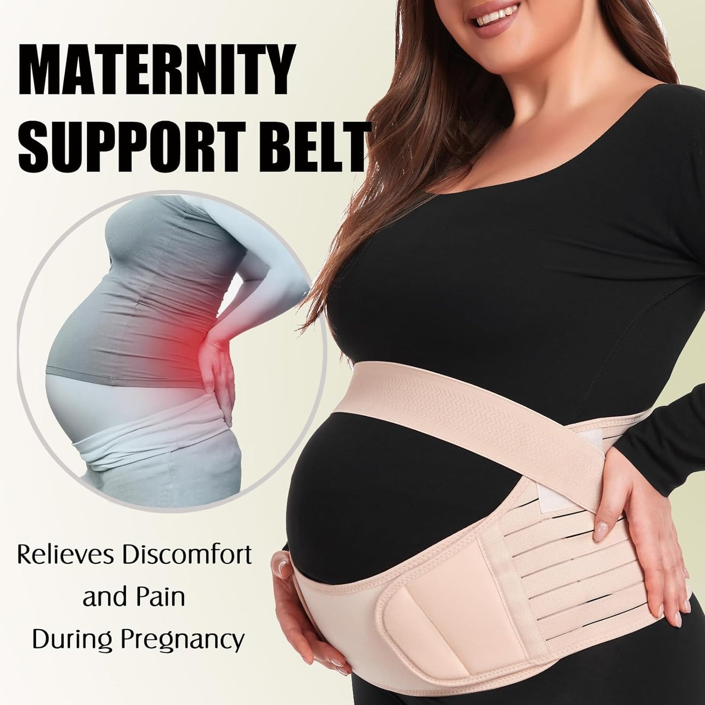 Pregnancy Belly Support Band Maternity Belt Back Support Belly Bands for Pregnant Women Lightweight Belly Band Back Brace Pregnancy Belly Support Pregnancy Must Haves for Pregnant Women,Black,Medium