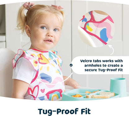 Tiny Twinkle Mess Proof Baby Bib - Waterproof Toddler and Baby Apron Bib - Machine Washable - PFAS and BPA Free