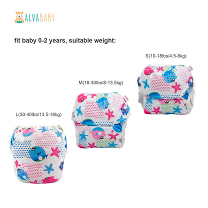 ALVABABY Swim Diapers Baby & Toddler Snap Large Size Reusable Adjustable Baby Boy ZYK103-D118