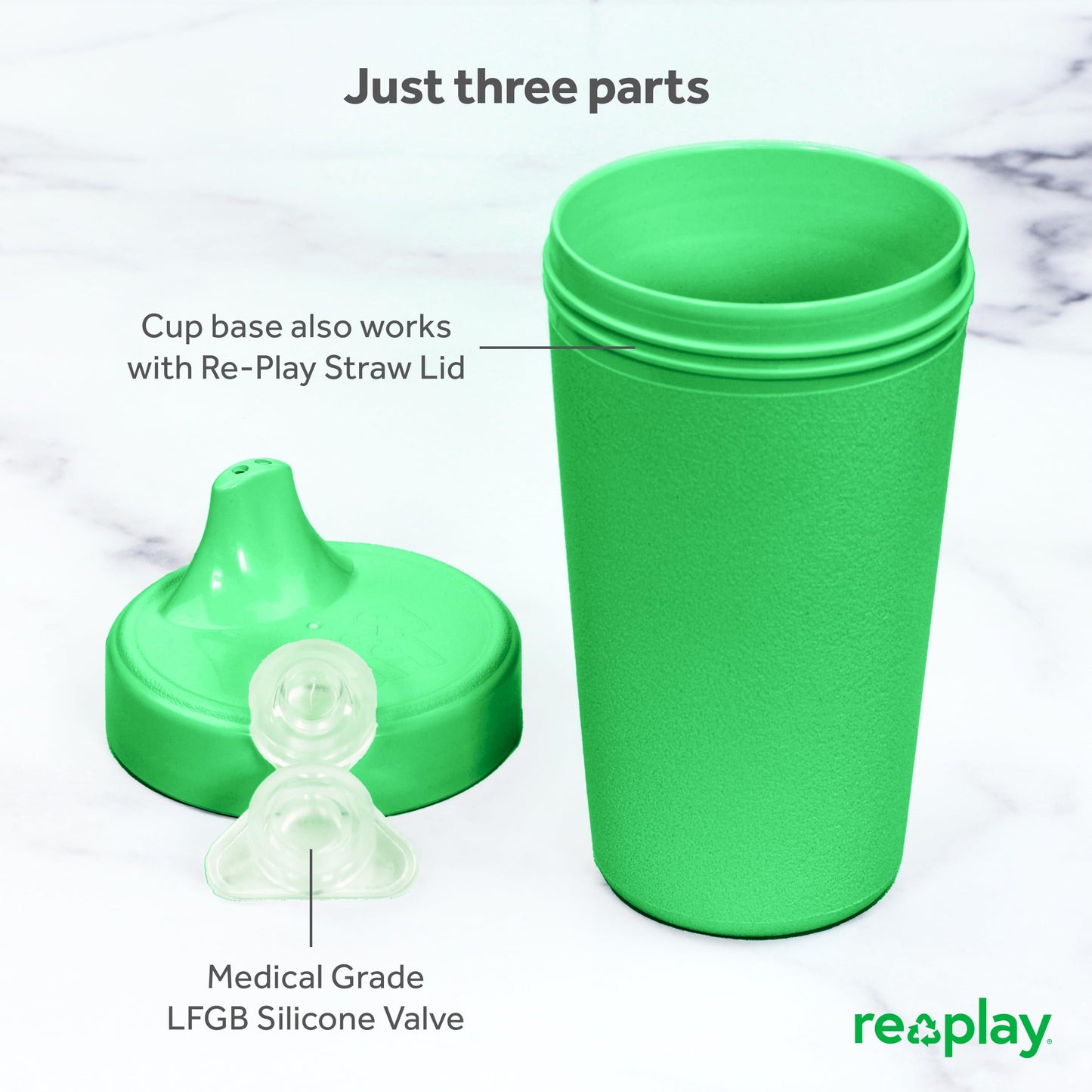 Re Play Made in USA 10 Oz. Sippy Cups for Toddlers (4-pack) Spill Proof Sippy Cup for 1+ Year Old - Dishwasher/Microwave Safe - Hard Spout Kids Cups with Lid 3.13" x 6.25" (Modern Mint)