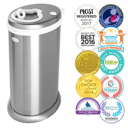 Ubbi Steel Odor Locking, No Special Bag Required Money Saving, Awards-Winning, Modern Design, Registry Must-Have Diaper Pail, White