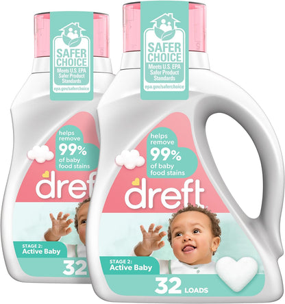 Dreft Stage 1: Newborn Baby Liquid Laundry Detergent 114 loads 165 fl oz