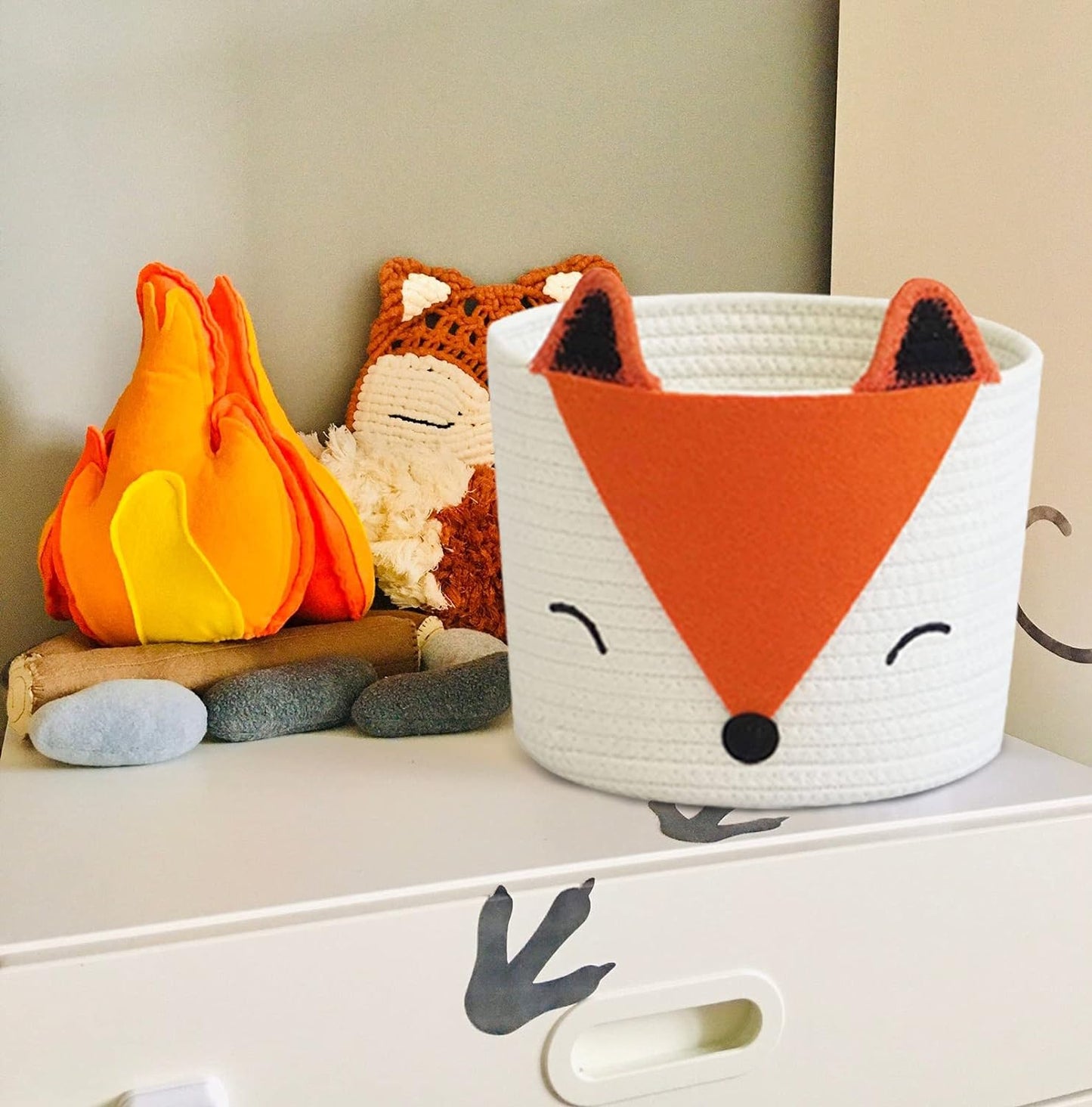 T&T Homewares Orange Fox Storage Basket - Medium, Multipurpose for Baby Diapers, Laundry, Kids Room, Dog/Cat Toys - Ideal for Woodland Nursery Decor & Organizing