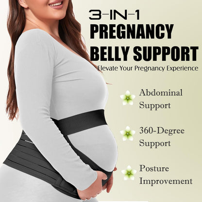 Pregnancy Belly Support Band Maternity Belt Back Support Belly Bands for Pregnant Women Lightweight Belly Band Back Brace Pregnancy Belly Support Pregnancy Must Haves for Pregnant Women,Black,Medium