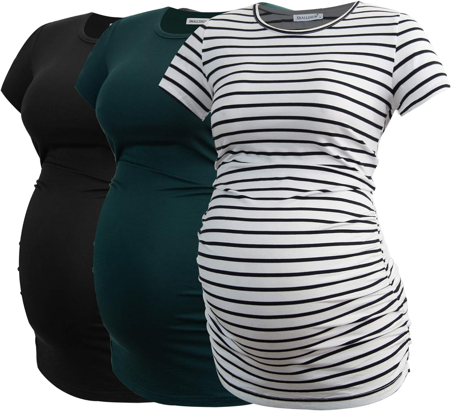 Smallshow Women's Maternity Tops Side Ruched Tunic T-Shirt Pregnancy Clothes