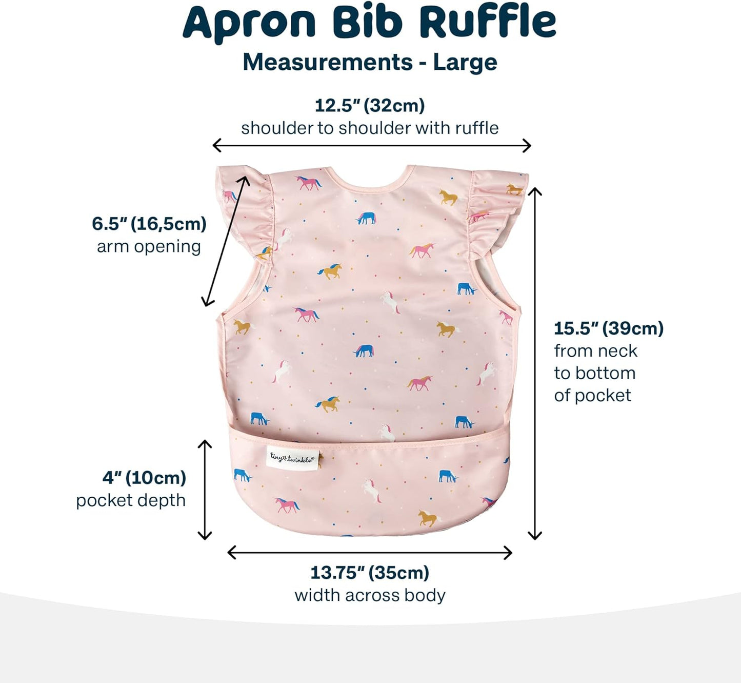 Tiny Twinkle Mess Proof Baby Bib - Waterproof Toddler and Baby Apron Bib - Machine Washable - PFAS and BPA Free