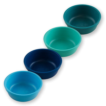 Re-Play Made in USA 12 Oz. Reusable Plastic Bowls, Pack of 4 Without Lid - Dishwasher and Microwave Safe Bowls for Snacks and Everyday Dining - Toddler Bowl Set 5.75" x 5.75" x 2", Modern Mint