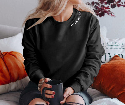 Womens Crewneck Sweatshirt Mama Letter Print Long Sleeve Loose Fashion Pullover Top