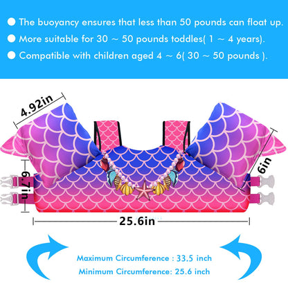 Chriffer Kids Swim Vest Life Jacket for 22-66 Pounds Boys and Girls, Toddler Floaties with Shoulder Harness Arm Wings for 2 3 4 5 6 7 Years Old Baby Children Sea Beach Pool