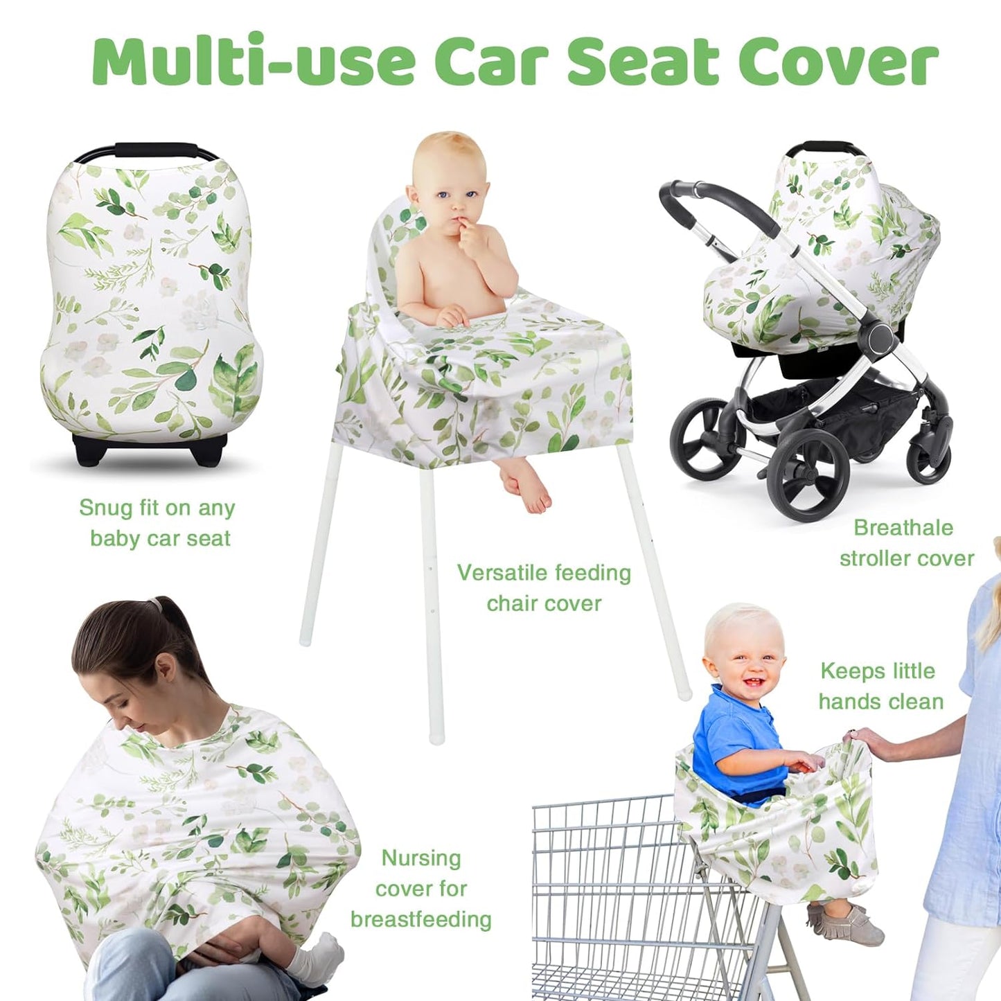 Rquite Car Seat Covers for Babies, Baby Car Seat Canopy Carrier Cover, Breathable Nursing Cover for Breastfeeding, Stretchy Carseat Cover Boys Girls, Multi-Use Infant Carseat Stroller Cover