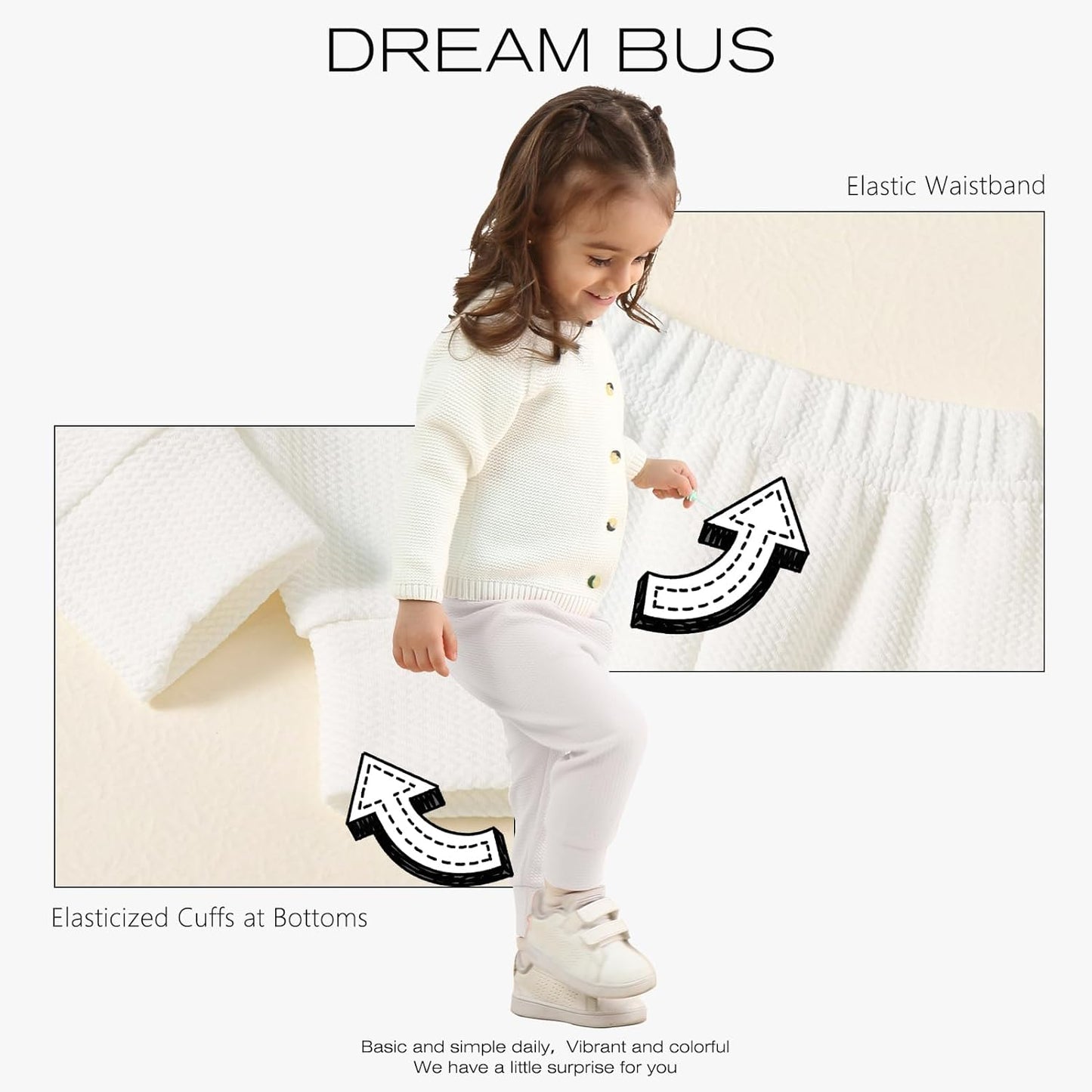 DREAM BUS 5 Pack Baby Pants Toddler Girl Ribbed Ruffle Bell Bottoms Toddler Leggings Baby Boy Pants Newborn Girl Flare Pants