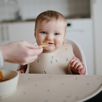 mushie Silicone Baby Bib | Adjustable Fit Waterproof Bibs (Dusty Rose)