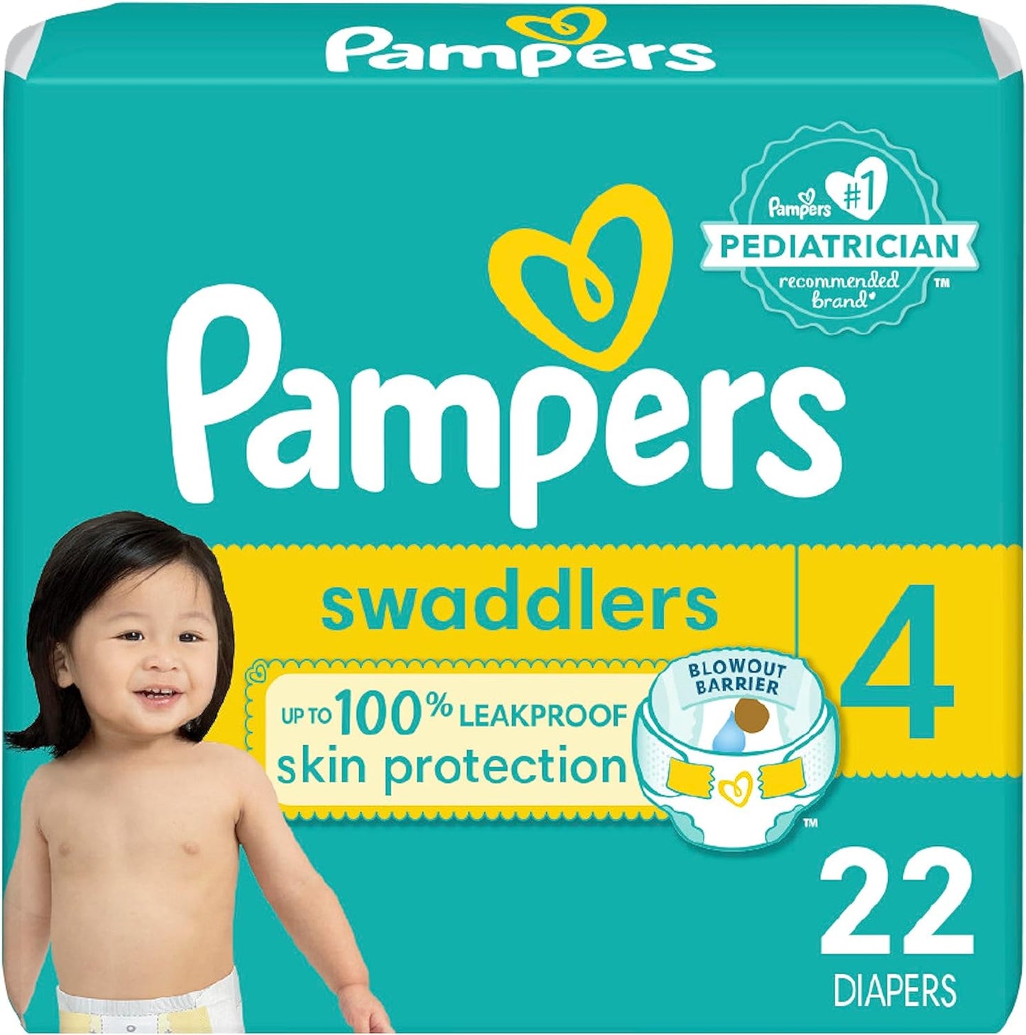 Pampers Swaddlers Diapers - Size 1, 164 Count (Pack of 1), Ultra Soft Disposable Baby Diapers