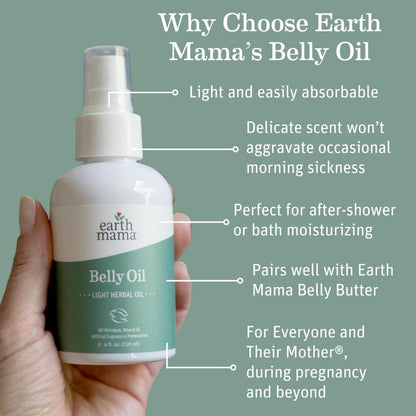 Earth Mama Belly Oil for Dry Skin | Calendula Skin Care Moisturizer Oil to Encourage Natural Elasticity and Help Prevent Stretch Marks During Pregnancy and Postpartum, 8-Fluid Ounce